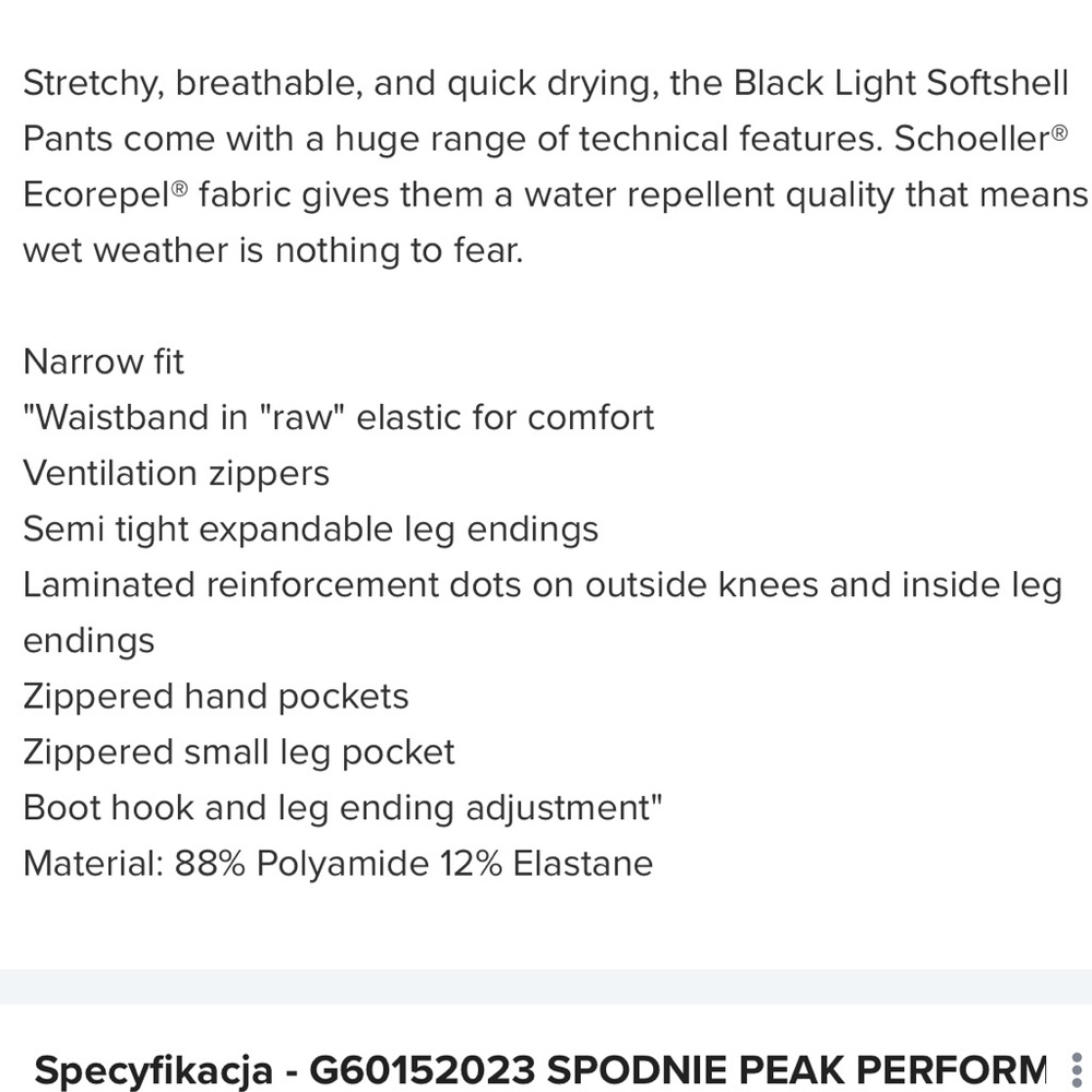 Spodnie Peak Performance Light Softshell Pants - image 2